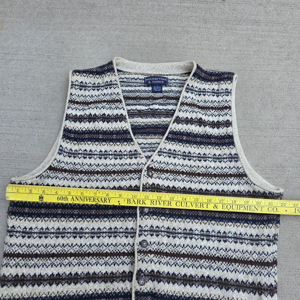 Vintage 90s Fair Isle Sweater Vest Men’s Large Grandpa Knit V-Neck USA Academia - Picture 4 of 6